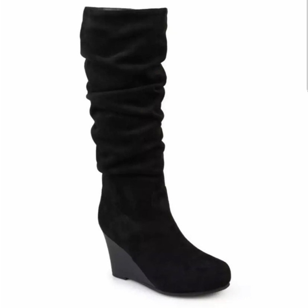 Gorgeous Journee Collection Black Wedge Knee-High Boots